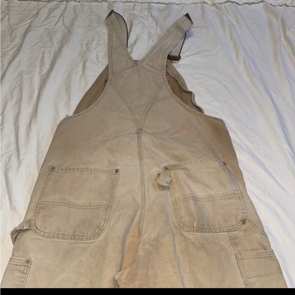 Carhartt Duck Bib Overalls Mens 38x32  Brown Double Knee Workwear Carpenter - Picture 10 of 11